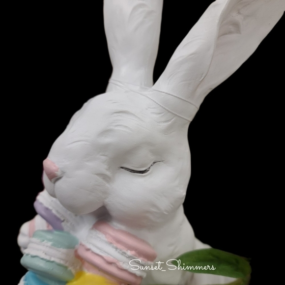 Tall 14.75" Easter Bunny Rabbit Macaron Cookies Figurine Statue Decor New - Picture 7 of 8